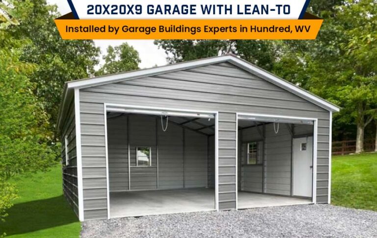 20x20x9 Garage with Lean-to Installed by Garage Buildings in Hundred, WV