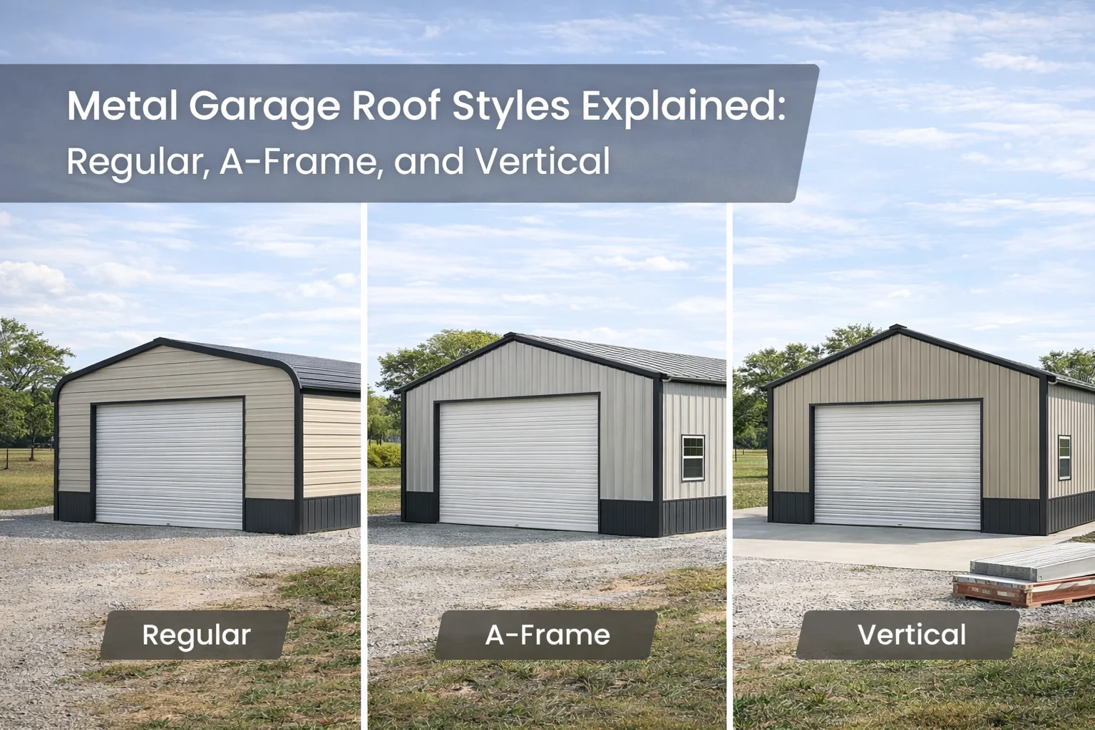 Metal Garage Roof Styles Explained: Regular, A-Frame & Vertical