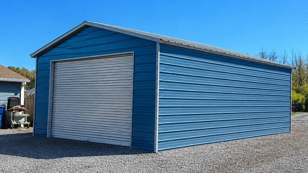 24×30×14 Vertical Roof Metal Garage Installed in Gloucester, Virginia