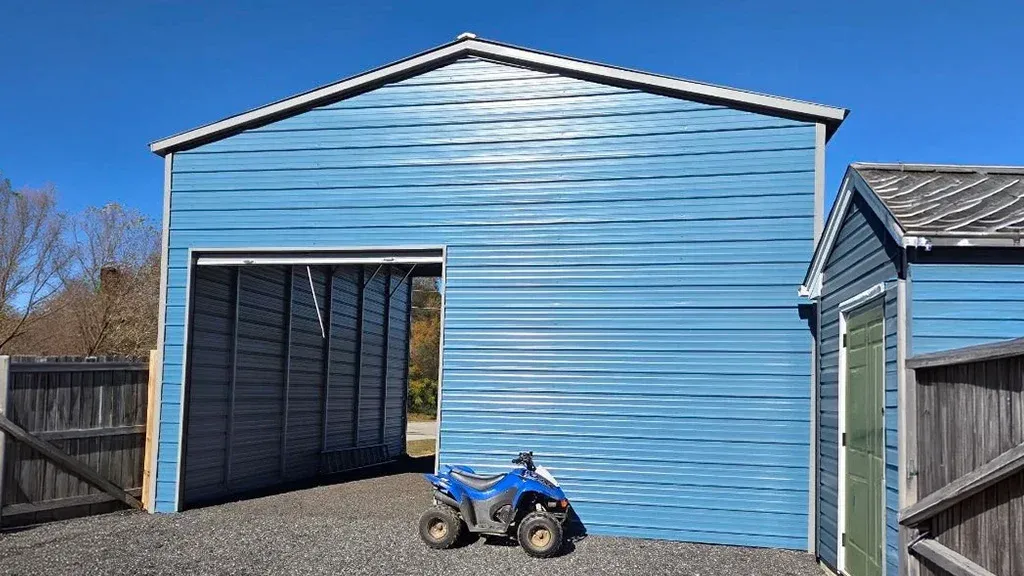 24×30×14 Vertical Roof Metal Garage Installed in Gloucester, Virginia