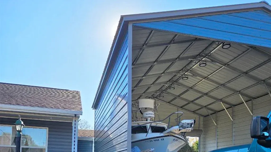 24×30×14 Vertical Roof Metal Garage Installed in Gloucester, Virginia