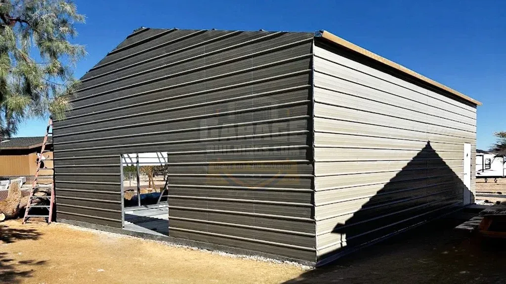 30×35×11 Triple Wide Metal Garage Installed in Newberry Springs, CA
