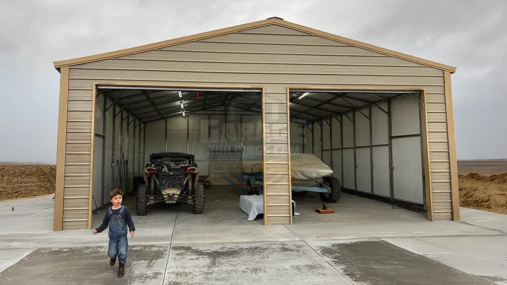 30×35×11 Triple Wide Metal Garage Installed in Newberry Springs, CA