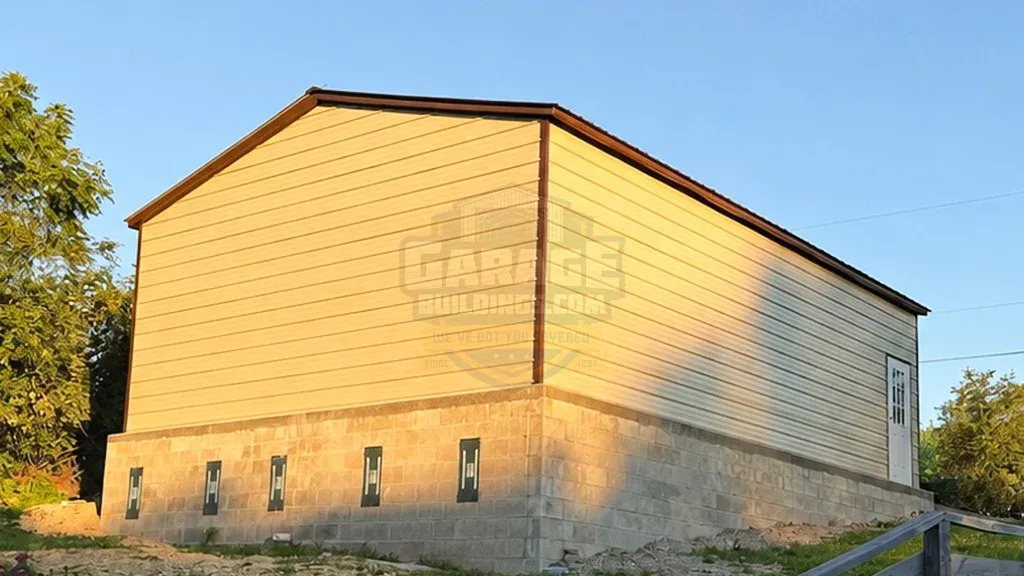 24×35×10 Vertical Roof Metal Garage in Ellwood City, PA | Project Spotlight