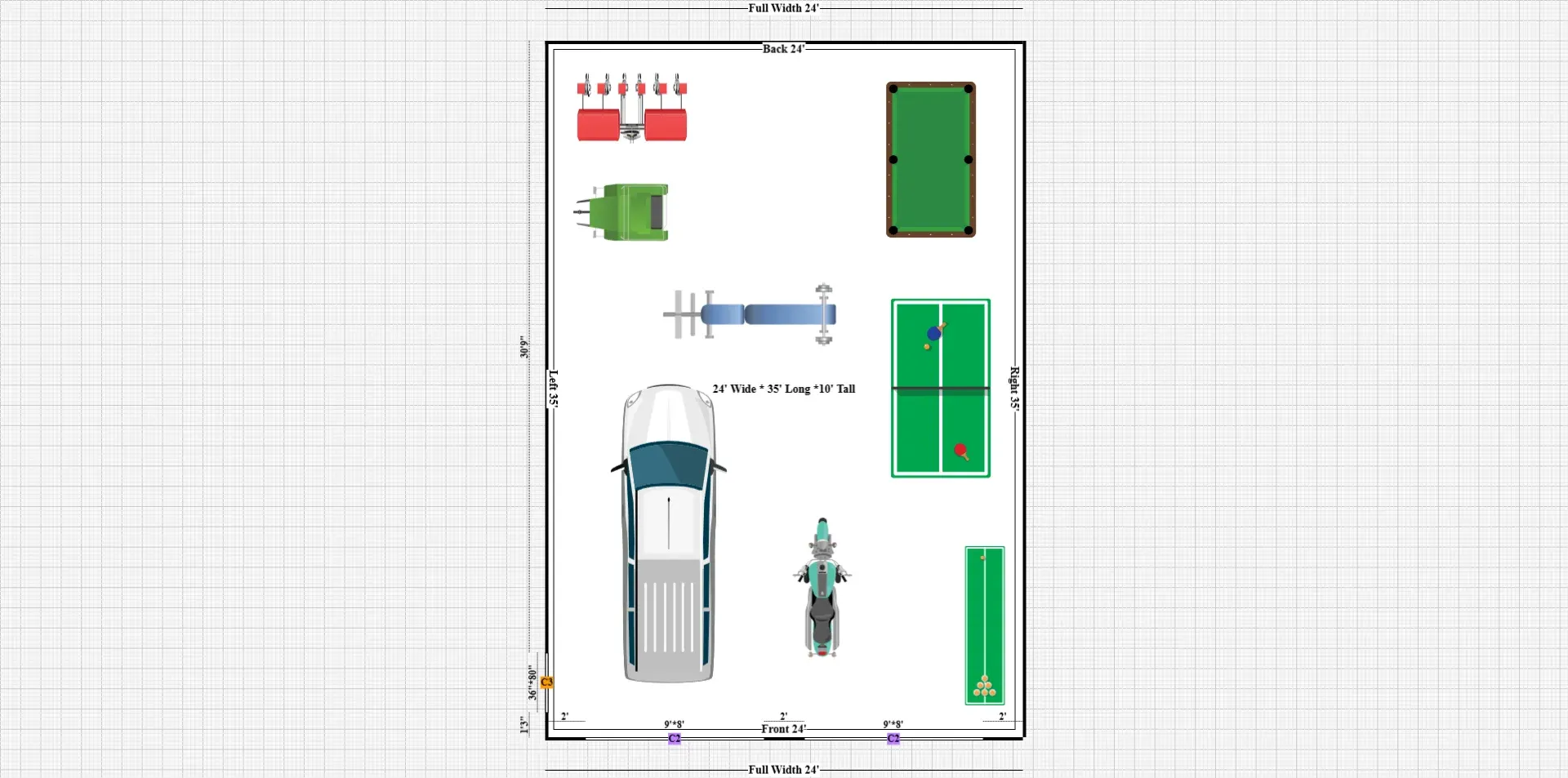 24×35×10 Vertical Roof Metal Garage in Ellwood City, PA | Project Spotlight floor plan